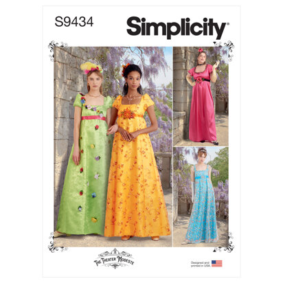 Simplicity Misses' and Women's Regency Era Style Dresses S9434 - Sewing Pattern