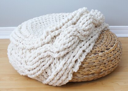 Crochet Cable Footstool Cover for Ikea's Alseda Footstool