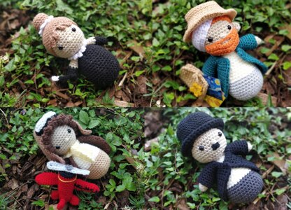 Iconic People Full Set Marilyn Monroe Charlie Chaplin Audrey Hepburn van Gogh Amelia Earhart da Vinci Frida Kahlo Mozart Marie Curie Darwin Queen Elizabeth II Newton Cleopatra Einstein Merkel Gandhi Amigurumi crochet