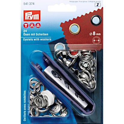 Prym Eyelets and Washers 8.0 mm Silver Colour