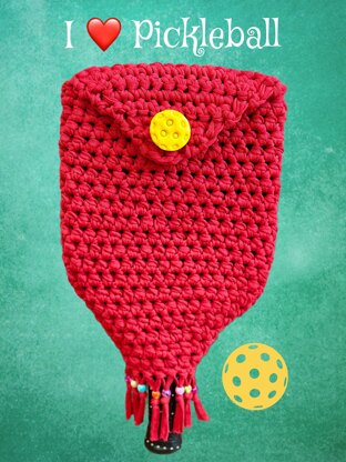 "Pickle-licious" Crocheted Pickleball Paddle Cover