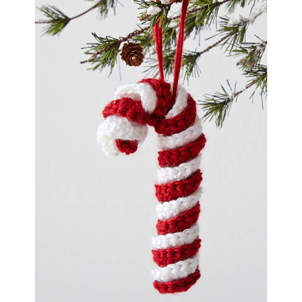 Candy Cane Ornament in Caron Simply Soft - Downloadable PDF | LoveCrafts