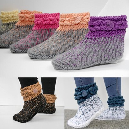 Knitting Pattern – Slippers *VRONI* Cable Knit Border – No.217E