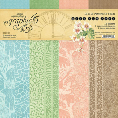 Graphic 45 Wild & Free Double-Sided Pattern and Solids Paper Pad 12"x12"