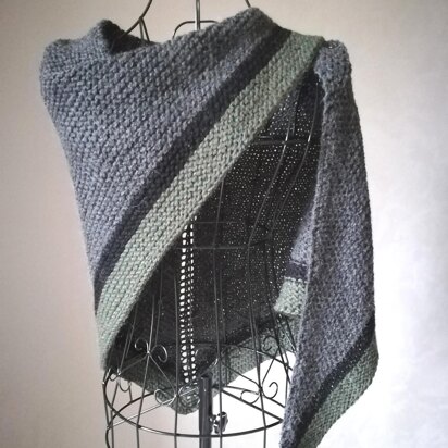 Outlander inspired Grey black stripe green shawl pattern / chale