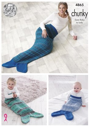Mermaid Blankets in King Cole Chunky - 4865 - Downloadable PDF