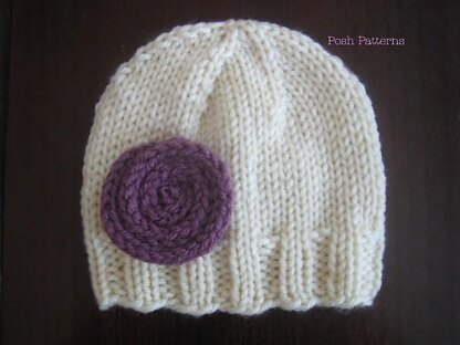 Easy Knit Beanie Hat & Flower 282