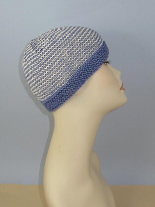 Button Up Stripe Beanie Circular knitting pattern