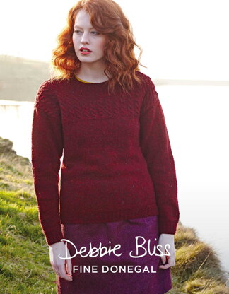 Guernsey - Jumper Knitting Pattern For Women in Debbie Bliss Fine Donegal by Debbie Bliss