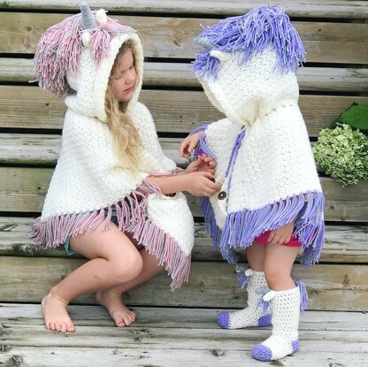 Hooded Unicorn Poncho & Socks