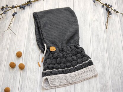 Knitting Pattern – Hooded Scarf Hoody –no.182E