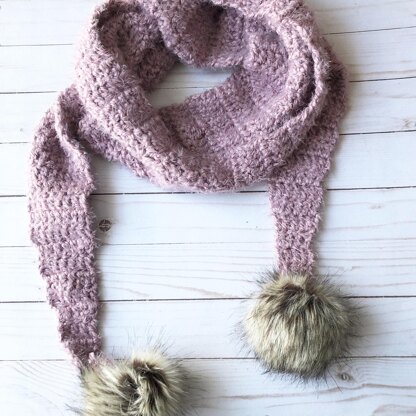 Fuzzy Pom Pom Scarf