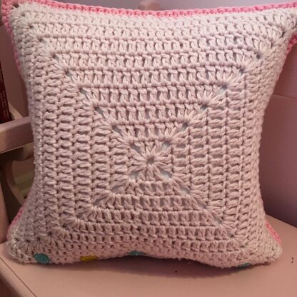 One Big Granny Square Pillow Using Blue Sky Fibers Organic Cotton Worsted