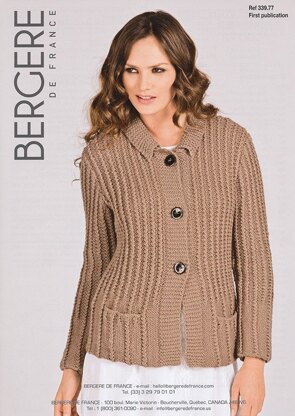 Jacket with Tailored Collar in Bergere de France Pure Nature - 33977