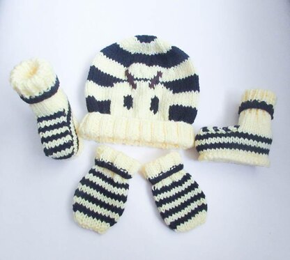 Bumble Bee Animal Hat Booties Mittens