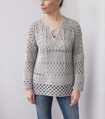 Lace up granny sweater