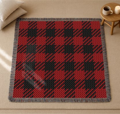 C2C CROCHET PATTERN Red Plaid Blanket Scottish Tartan Afghan Checkered Lapghan