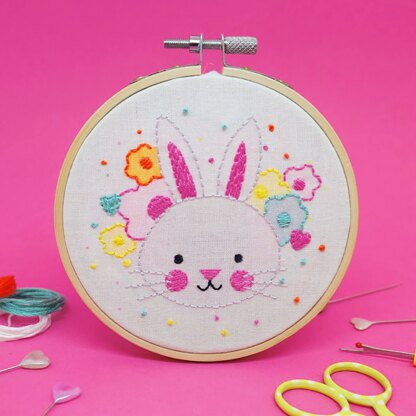 The Make Arcade Mini Printed Embroidery Kit - Bunny - 4in