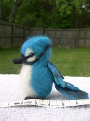 Knitted/Felted/Needle Felted Blue Jay Bird