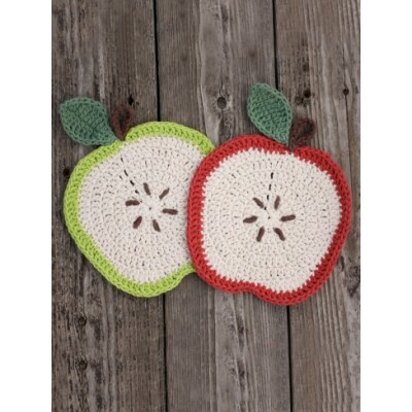 Crochet Apple Dishcloth in Lily Sugar 'n Cream Solids - Downloadable PDF