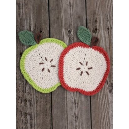 Crochet Apple Dishcloth in Lily Sugar 'n Cream Solids - Downloadable PDF - knitting pattern