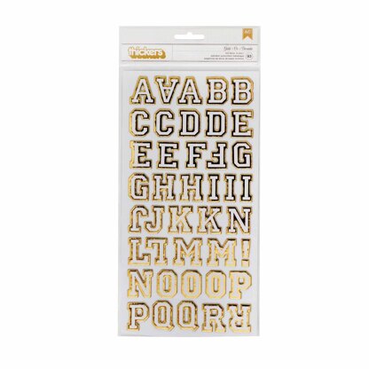 American Crafts Thickers Letterman Alphabet Chipboard Gold Foil (93 Piece)