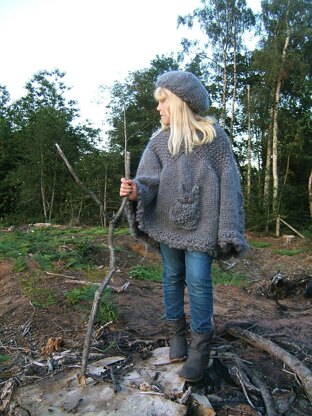 Child/Adult Rustic Owl Smock Sweater with Beret