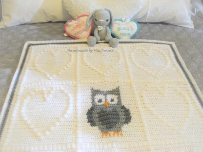 Loveheart Owl Crochet Baby Blanket