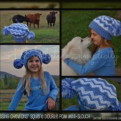 "Chasing Chevrons" Square Double Pom Mini Slouch