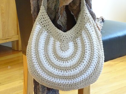 Crochet Striped Slouch Bag