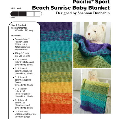 Pacific Sport Beach Sunrise Baby Blanket in Cascade Yarns - DK618 - Downloadable PDF