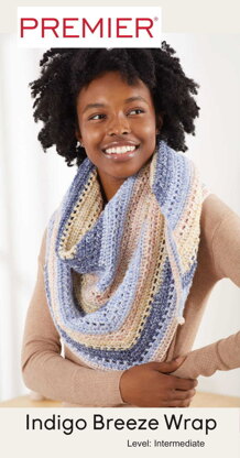 Indigo Breeze Wrap in Premier Yarns SweetRoll Frostie - Downloadable PDF