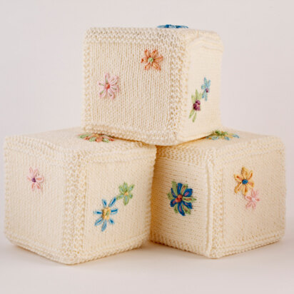 Embroidered Baby Blocks in Lion Brand Bonbons Cotton and Pound of Love - L20407
