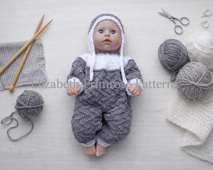 Zigzag Dolls Bodysuit and Hat Knitting Pattern P31 | Elizabeth Primrose Patterns