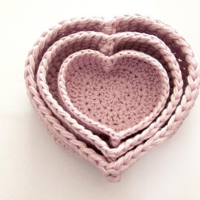 Trio of Heart Nesting Baskets