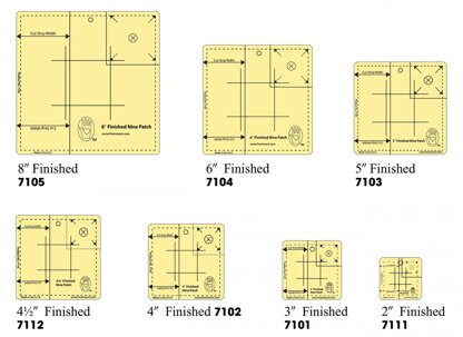 Marti Michell All Seven Of The Nine Patch Rulers Quilting Template