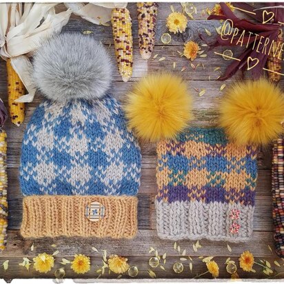 Glass Corn bulky plaid hats