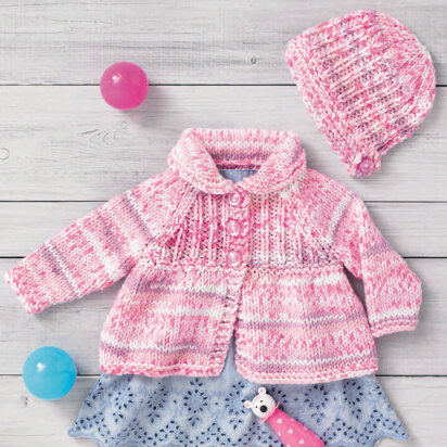 Matinee Jacket & Bonnet in Sirdar Snuggly Baby Crofter Chunky - 4916 - Downloadable PDF