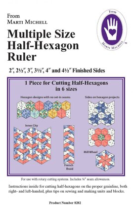 Marti Michell Ruler Half Hexagon Multi Size Quilting Template