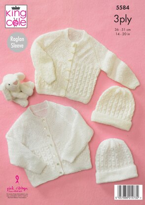 Cardigan & Hat in King Cole Big Value Baby 3Ply - 5584 - Downloadable PDF
