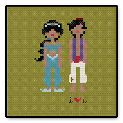 Jasmine and Aladdin In Love - PDF Cross Stitch Pattern