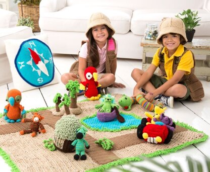 Safari Play Set in Red Heart Super Saver Economy Solids - LW3916
