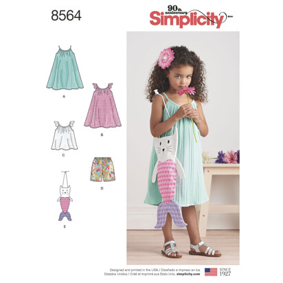 Simplicity 8564 Child's Dress, Top, Shorts & Bag - Paper Pattern, Size A (3-4-5-6-7-8)
