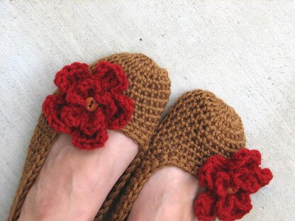 Crochet Slippers with flower