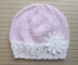 Pink Hat with a White Border and a Large Snowflake in Sizes 3-6 Months and 2-3 Years