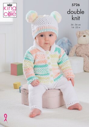 Cardigan, Trousers, Hat, Onsie and Blanket Knitted in King Cole Double Knit - 5726 - Downloadable PDF