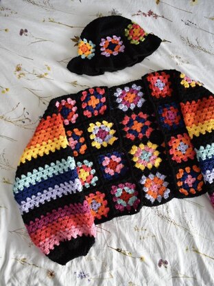 Dk Granny squares and stripes cardigan