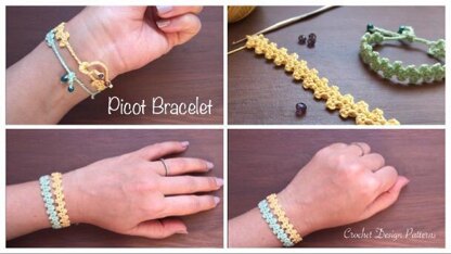 Pdf Pattern for crochet picot bracelet - Friendship/Love/Thinking of you bracelet - Easy Crochet pattern for beginners