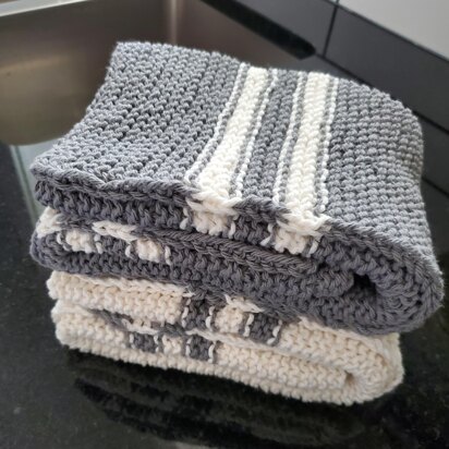 Striped Dish Towel with slipped stitch Edge - knitting pattern