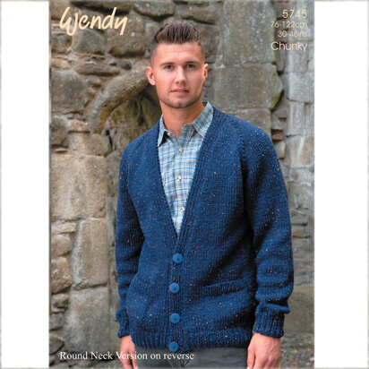 Easy Knit Round and V Neck Cardigan in Wendy Mode Chunky - 5745